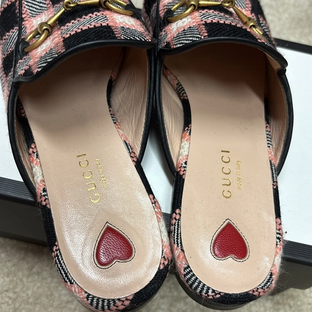 *GUCCI* Princetown Pink and Black Tweed Slides 38 - Picture 7 of 8